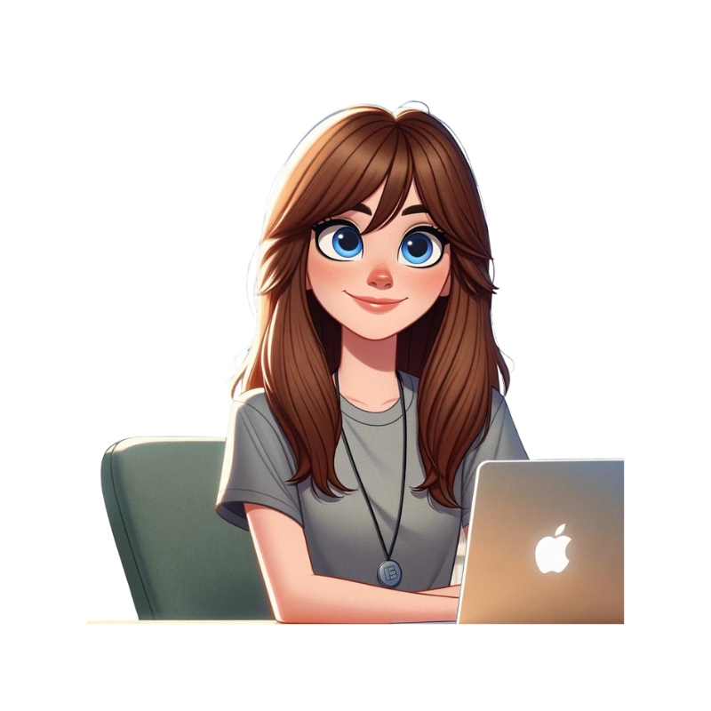 Illustration d'une femme travaillant sur Mac book